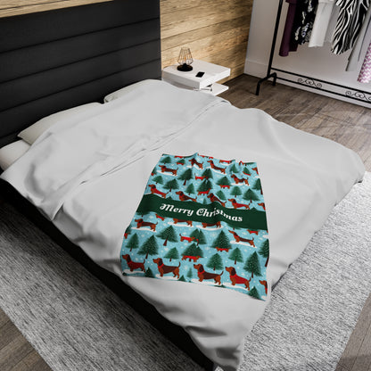 Christmas Teckel Plush Blanket